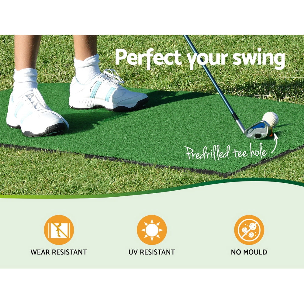 Golf Training Aids: Everfit Golf Hitting Practice Mat Portable Driving Range Training Aid 80x60cm
