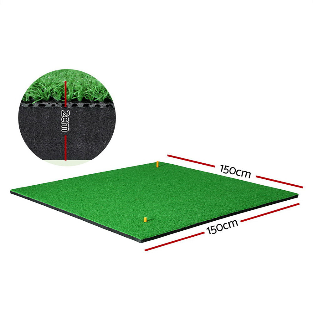Golf Training Aids: Everfit Golf Hitting Mat Portable Driving Range Practice Training Aid 150x150cm