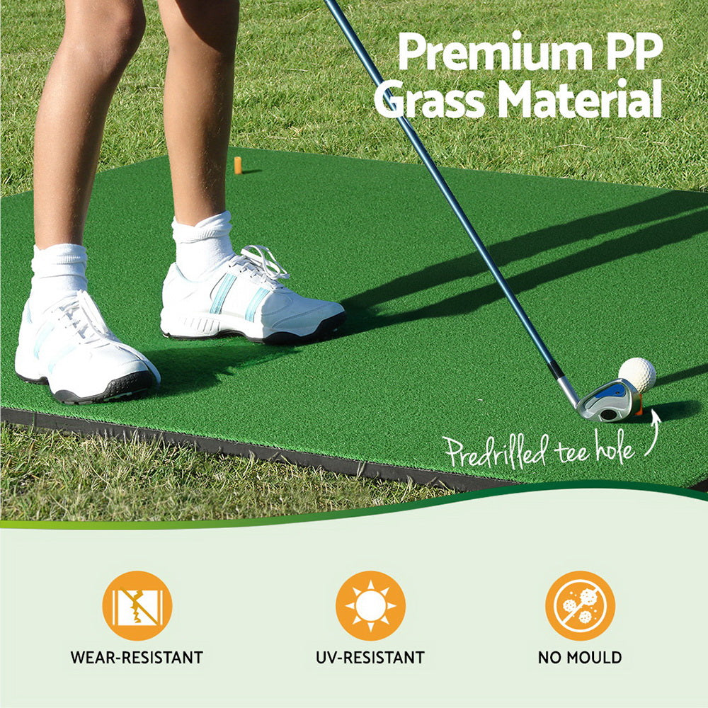 Golf Training Aids: Everfit Golf Hitting Mat Portable Driving Range Practice Training Aid 150x150cm