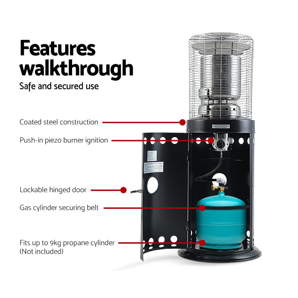 Patio Heaters: Devanti Outdoor Gas Patio Heater Black