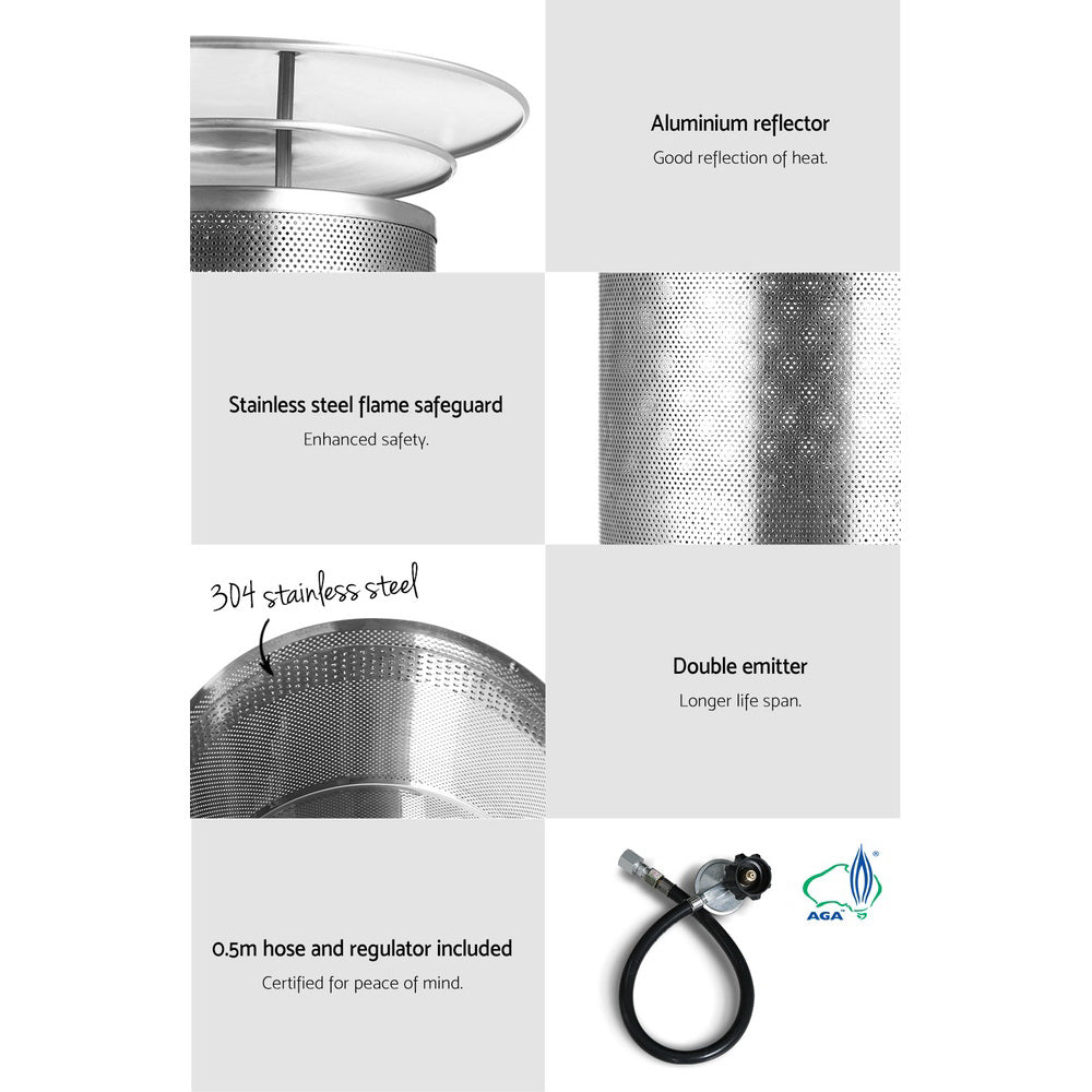 Patio Heaters: Devanti Outdoor Gas Patio Heater Black