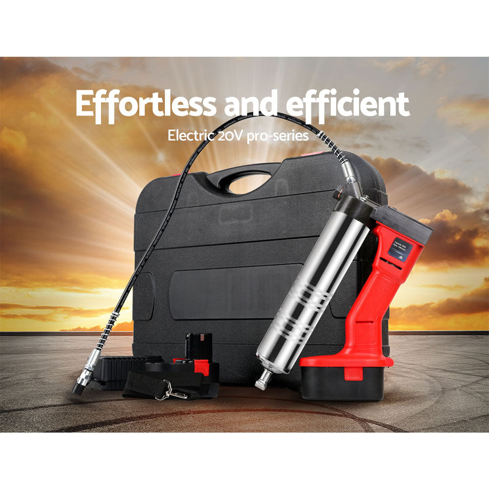 Outdoor Power Equipment: Giantz Grease Gun Cordless 20v 450g 9000PSI 76cm Hose Electric Battery Cartridge