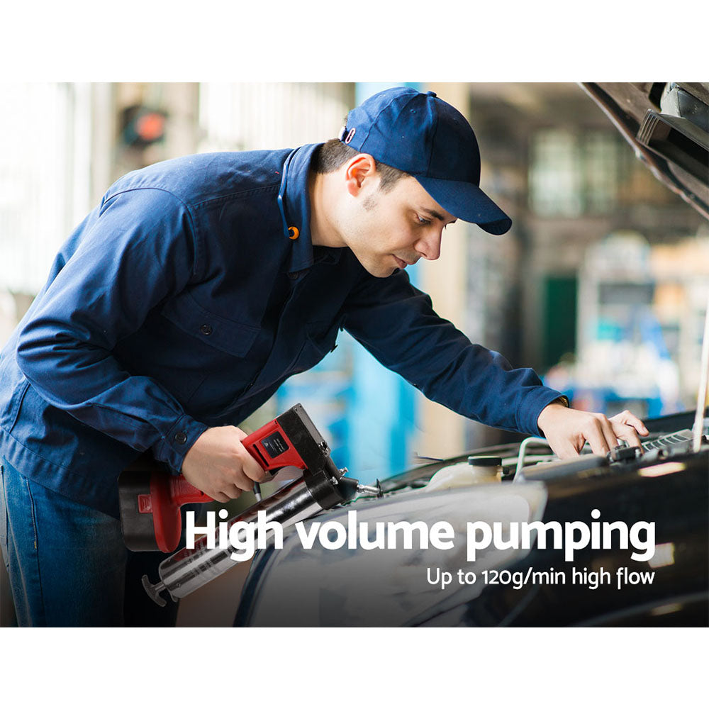 Outdoor Power Equipment: Giantz Grease Gun Cordless 20v 450g 9000PSI 76cm Hose Electric Battery Cartridge