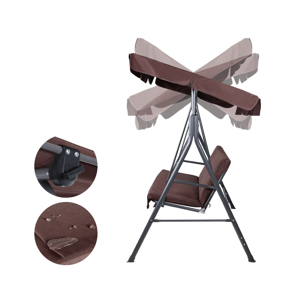 Outdoor Chairs: Gardeon Outdoor Swing Chair Garden Chair Bench Furniture Canopy 3 Seater Brown