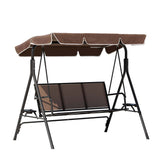 Outdoor Chairs: Gardeon Outdoor Swing Chair Garden Chair Canopy Cup Holder 3 Seater Brown
