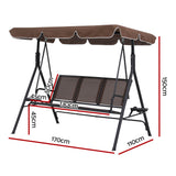 Outdoor Chairs: Gardeon Outdoor Swing Chair Garden Chair Canopy Cup Holder 3 Seater Brown