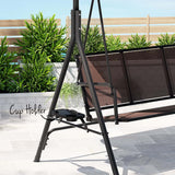 Outdoor Chairs: Gardeon Outdoor Swing Chair Garden Chair Canopy Cup Holder 3 Seater Brown