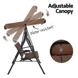 Outdoor Chairs: Gardeon Outdoor Swing Chair Garden Chair Canopy Cup Holder 3 Seater Brown