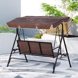Outdoor Chairs: Gardeon Outdoor Swing Chair Garden Chair Canopy Cup Holder 3 Seater Brown