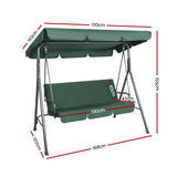 Gardeon Outdoor Swing Chair Garden Chair Bench Furniture Canopy 3 Seater Green