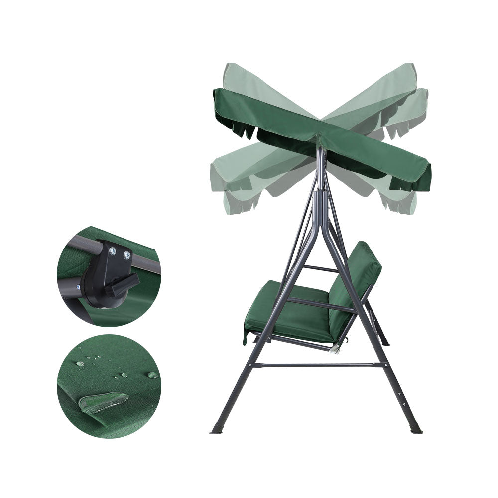 Outdoor Chairs: Gardeon Outdoor Swing Chair Garden Chair Bench Furniture Canopy 3 Seater Green