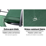 Gardeon Outdoor Swing Chair Garden Chair Bench Furniture Canopy 3 Seater Green