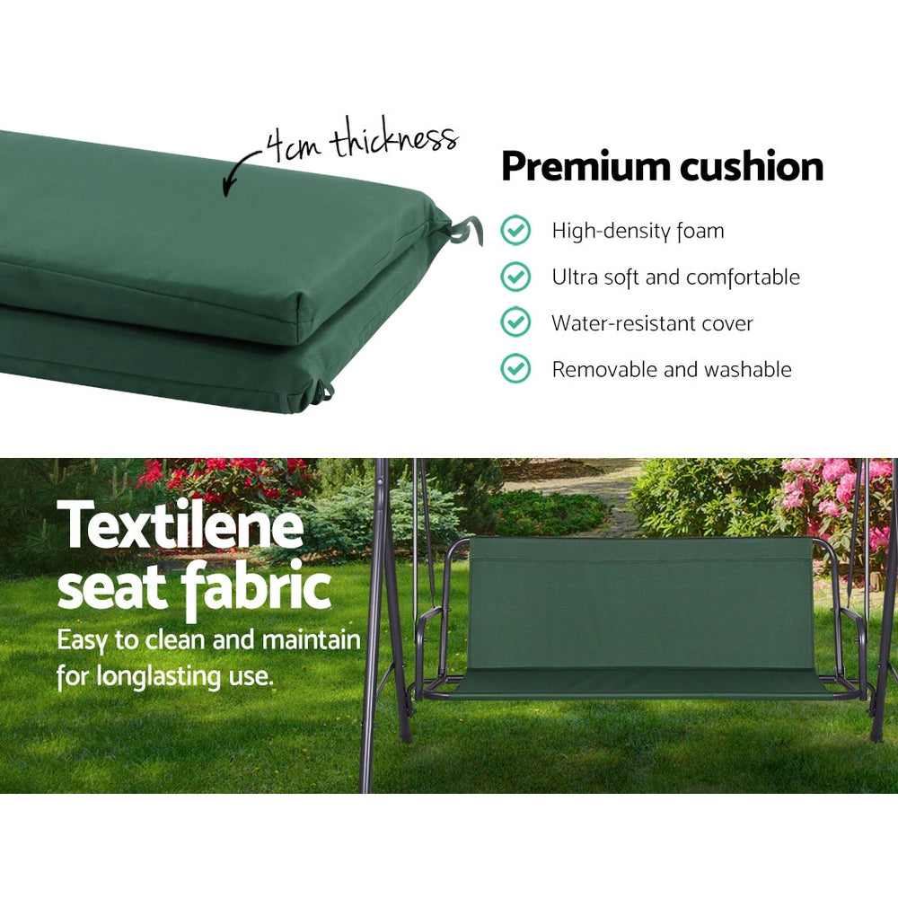 Outdoor Chairs: Gardeon Outdoor Swing Chair Garden Chair Bench Furniture Canopy 3 Seater Green