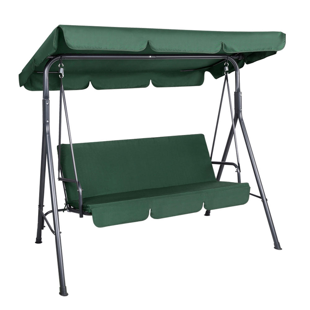 Outdoor Chairs: Gardeon Outdoor Swing Chair Garden Chair Bench Furniture Canopy 3 Seater Green