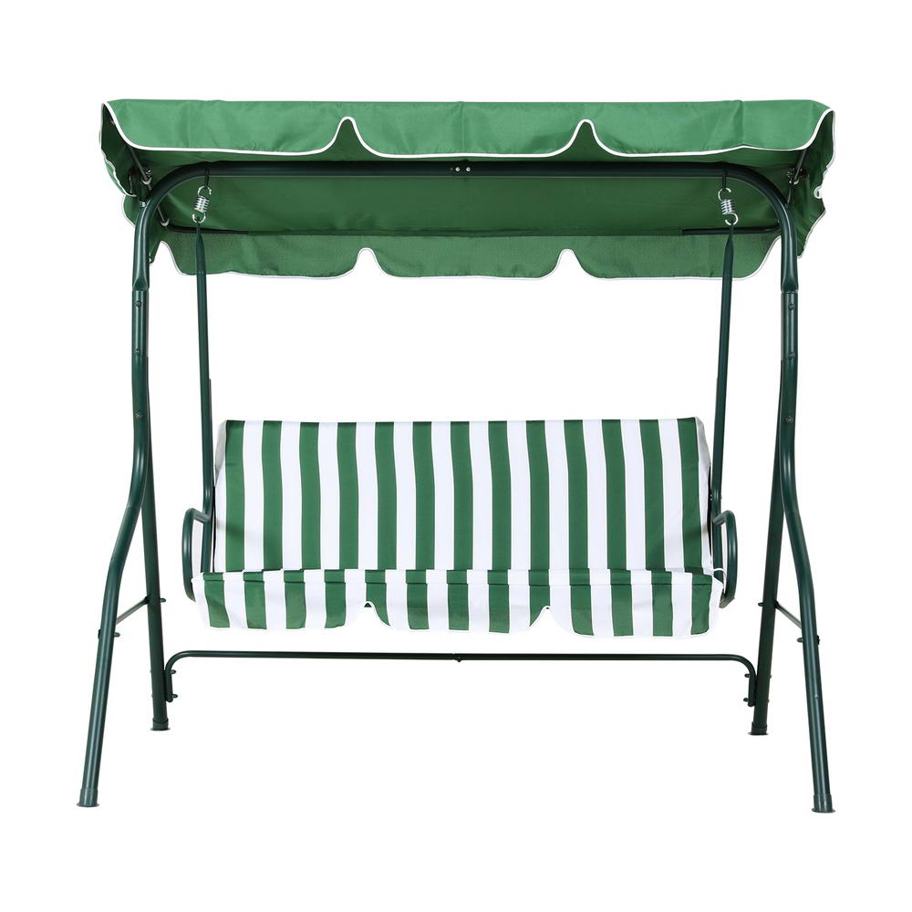 Outdoor Benches: Gardeon Outdoor Swing Chair Garden Bench Furniture Canopy 3 Seater White Green