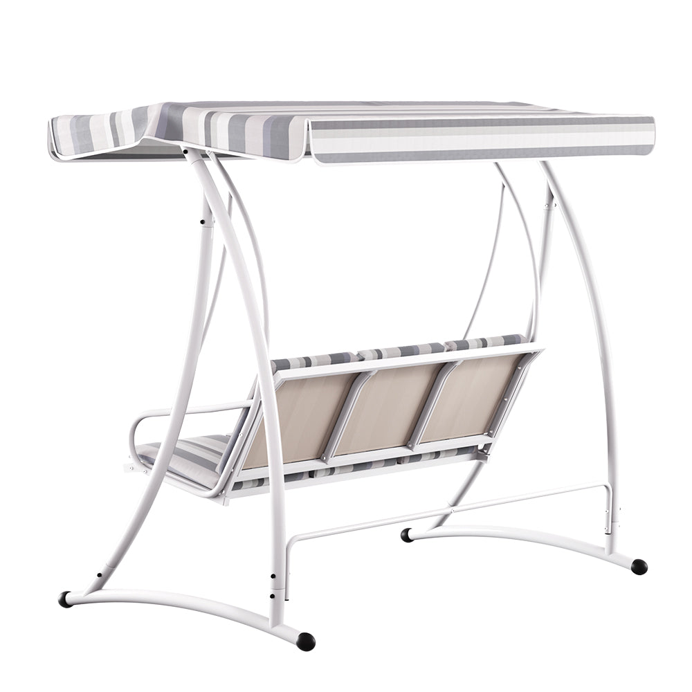 Outdoor Chairs: Gardeon Outdoor Swing Chair Garden Bench Furniture Canopy 3 Seater White Grey