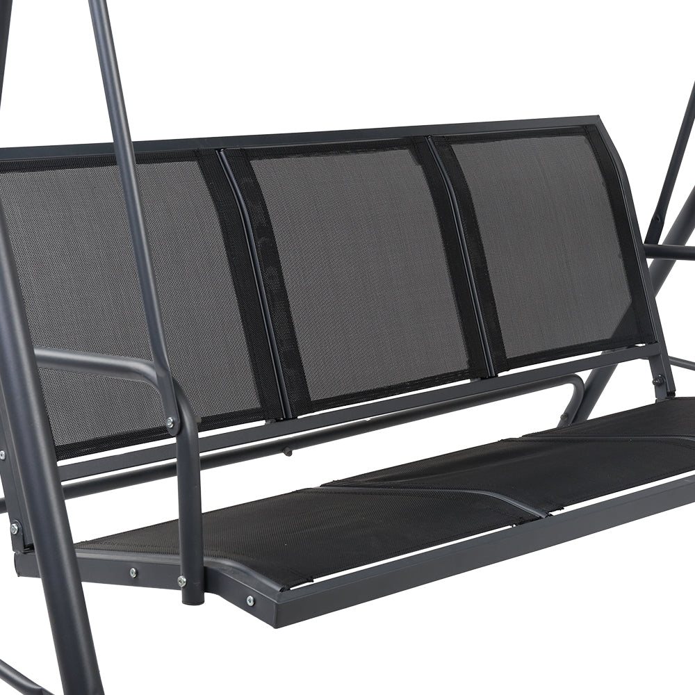 Outdoor Chairs: Gardeon Outdoor Swing Chair Garden Bench Furniture Canopy 3 Seater Mesh Black