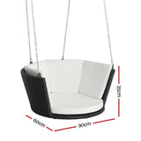 Outdoor Chairs: Gardeon Rattan Porch Swing Chair With Chain Cushion Outdoor Furniture Black