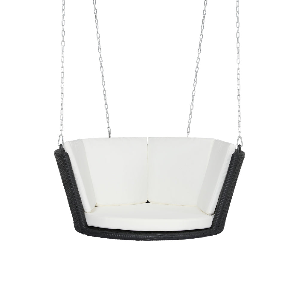 Outdoor Chairs: Gardeon Rattan Porch Swing Chair With Chain Cushion Outdoor Furniture Black