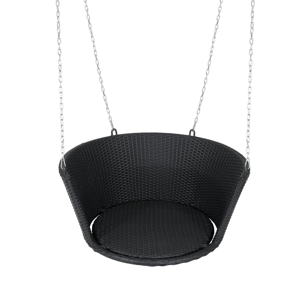 Outdoor Chairs: Gardeon Rattan Porch Swing Chair With Chain Cushion Outdoor Furniture Black