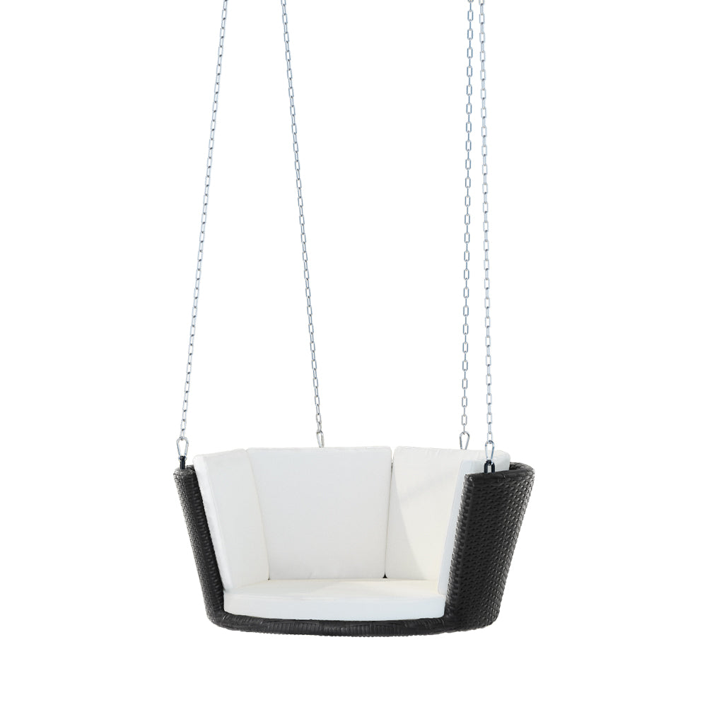 Outdoor Chairs: Gardeon Rattan Porch Swing Chair With Chain Cushion Outdoor Furniture Black