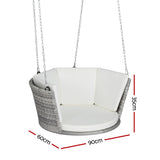 Outdoor Chairs: Gardeon Rattan Porch Swing Chair With Chain Cushion Outdoor Furniture Grey