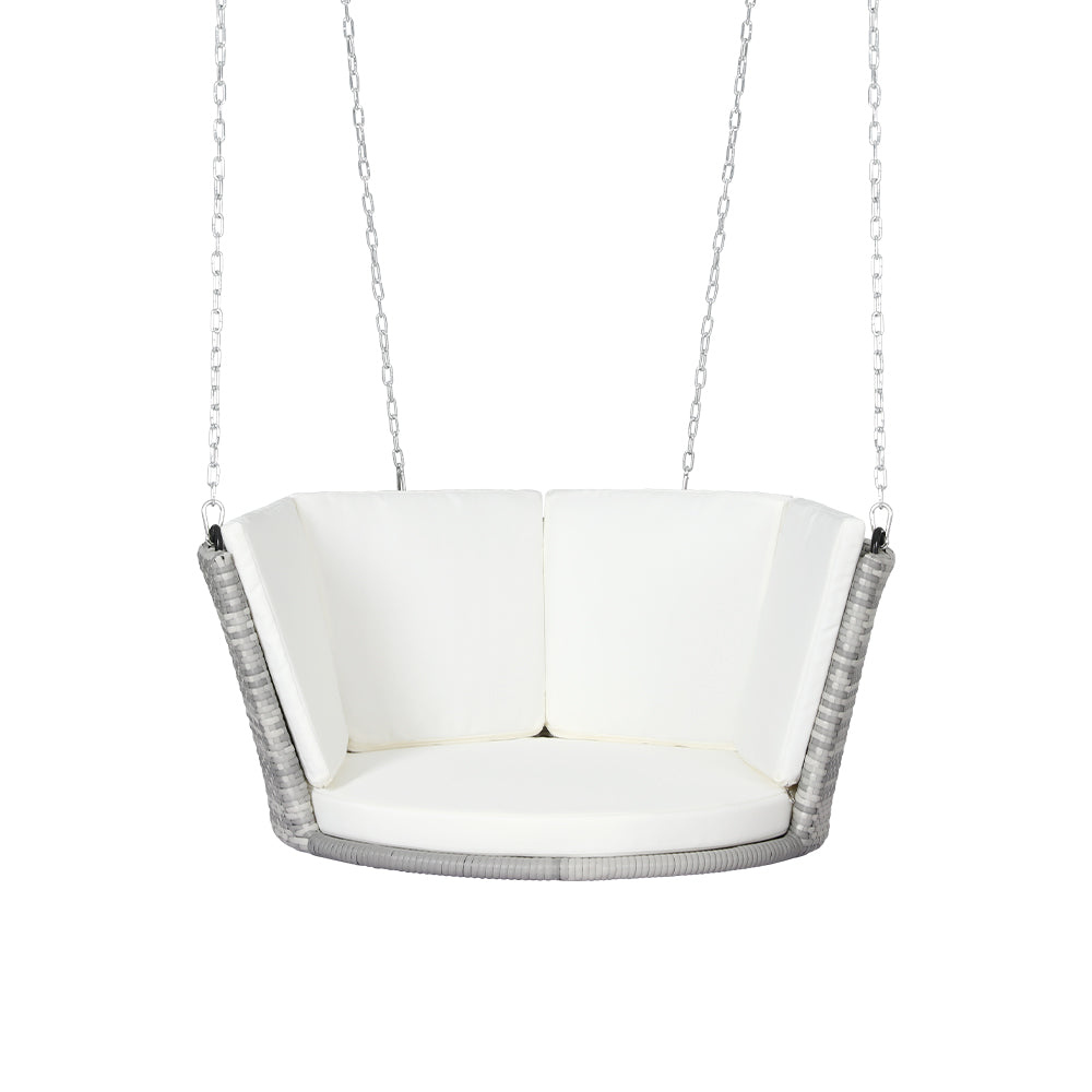 Outdoor Chairs: Gardeon Rattan Porch Swing Chair With Chain Cushion Outdoor Furniture Grey
