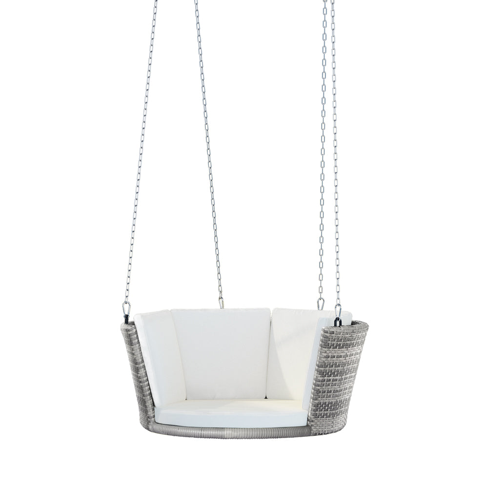 Outdoor Chairs: Gardeon Rattan Porch Swing Chair With Chain Cushion Outdoor Furniture Grey