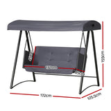 Outdoor Chairs: Gardeon Outdoor Swing Chair Garden Bench Furniture Canopy 3 Seater Rattan Grey