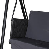Outdoor Chairs: Gardeon Outdoor Swing Chair Garden Bench Furniture Canopy 3 Seater Rattan Grey