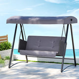Outdoor Chairs: Gardeon Outdoor Swing Chair Garden Bench Furniture Canopy 3 Seater Rattan Grey