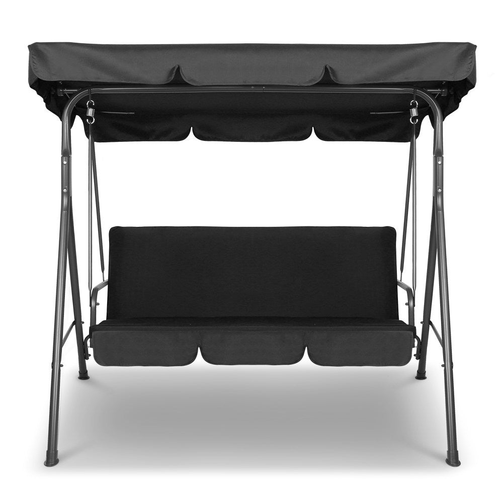 Outdoor Chairs: Gardeon Outdoor Swing Chair Garden Chair Bench Furniture Canopy 3 Seater Black