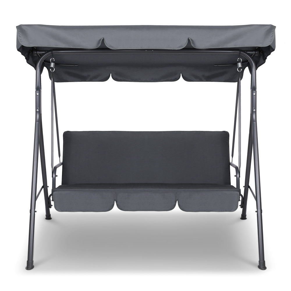 Outdoor Chairs: Gardeon Outdoor Swing Chair Garden Chair Bench Furniture Canopy 3 Seater Grey