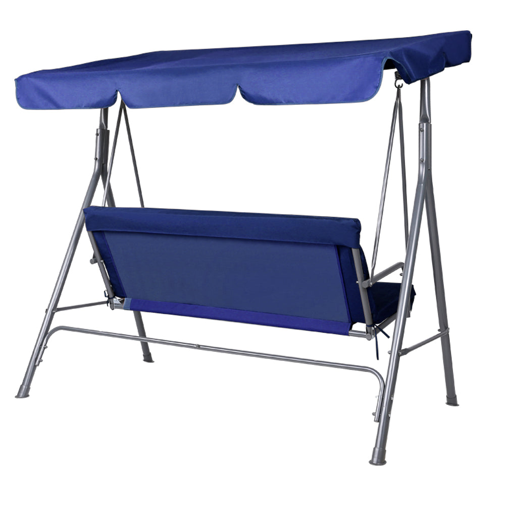 Outdoor Chairs: Gardeon Outdoor Swing Chair Garden Bench Furniture Canopy 3 Seater Navy