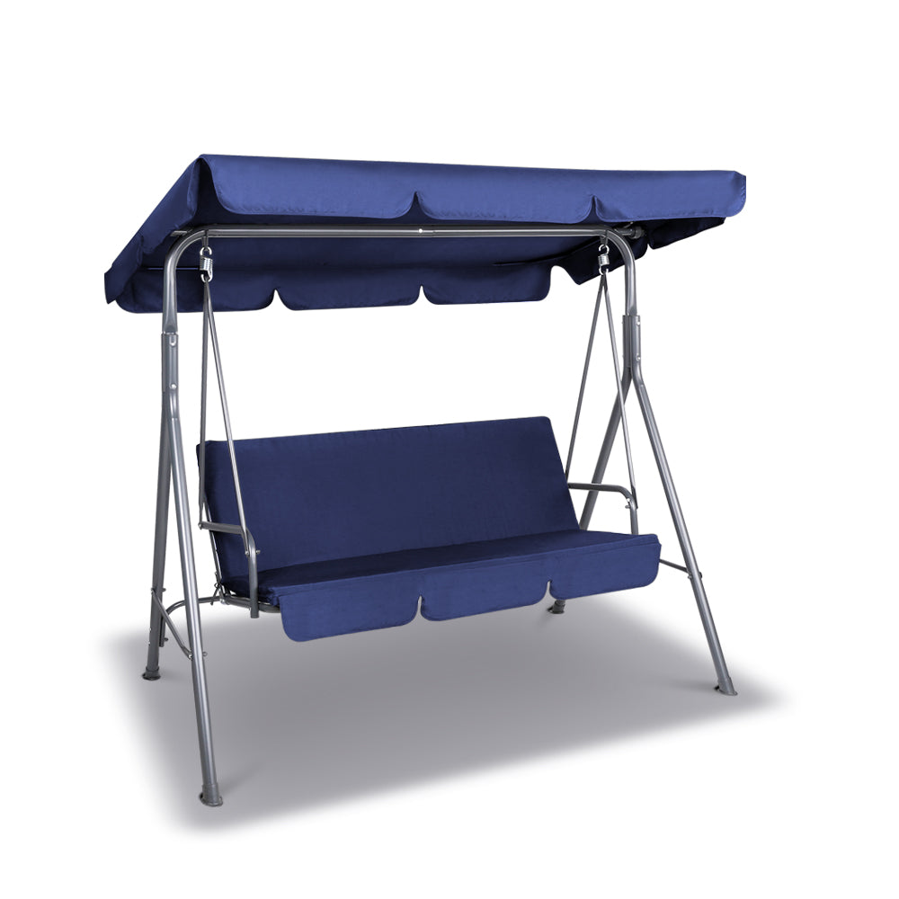 Outdoor Chairs: Gardeon Outdoor Swing Chair Garden Bench Furniture Canopy 3 Seater Navy