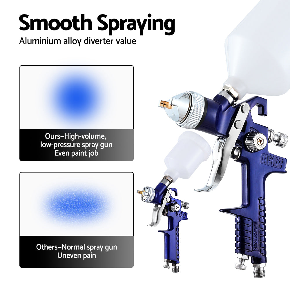 Air Compressors: Giantz 2PC HVLP Spray Gun Paint Gun Gravity Feed 0.8mm 1.4,mm Nozzles Included