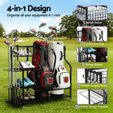 Golf Accessories: Everfit Golf Bag Storage Golf Storage Garage Organizer with Wheels Black