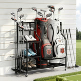 Golf Accessories: Everfit Golf Bag Storage Golf Storage Garage Organizer with Wheels Black