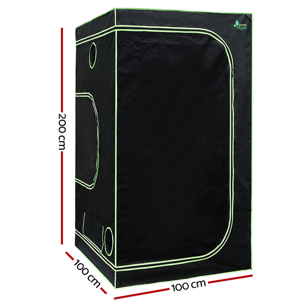 Greenhouses & Accessories: Green Fingers Grow Tent 100x100x200CM Hydroponics Kit Indoor Plant Room System
