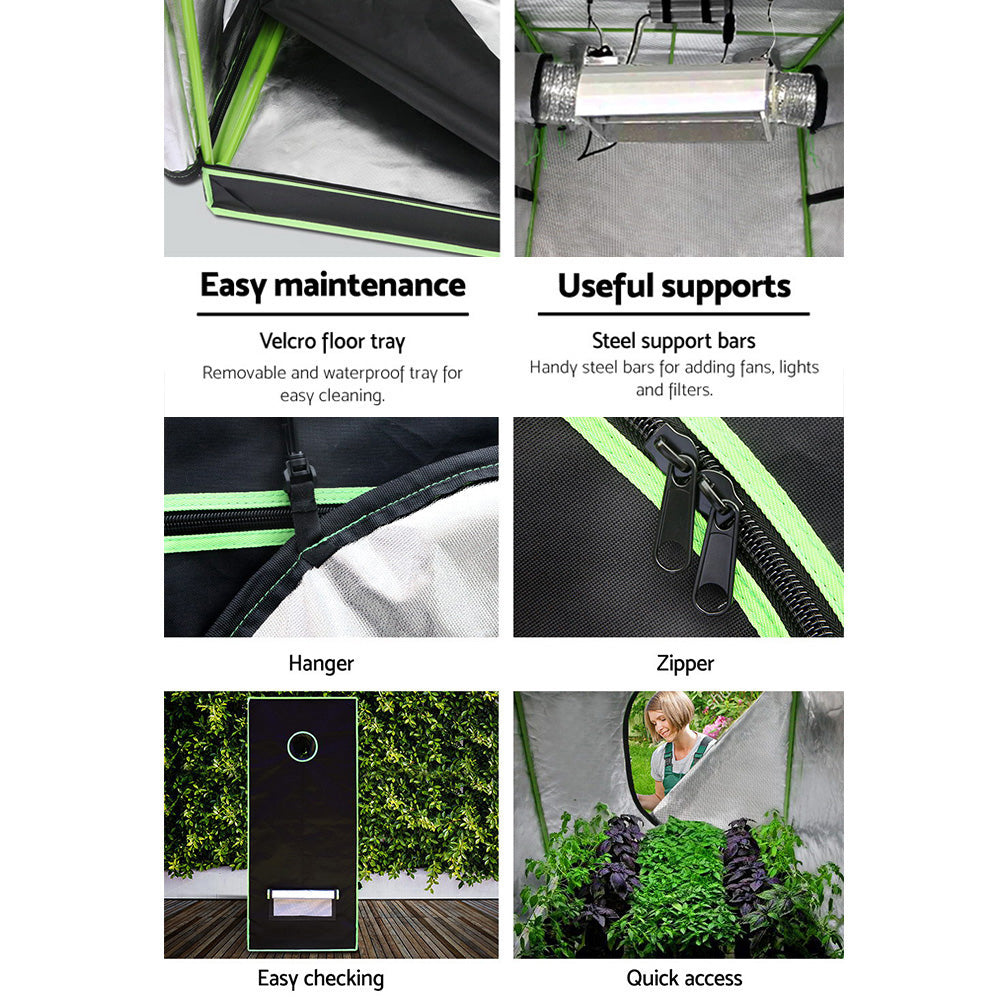 Greenhouses & Accessories: Green Fingers Grow Tent 100x100x200CM Hydroponics Kit Indoor Plant Room System