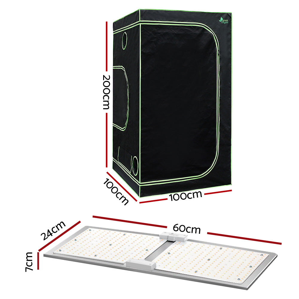 Greenhouses & Accessories: Greenfingers Grow Tent Light Kit 100x100x200CM 220W LED Full Spectrum
