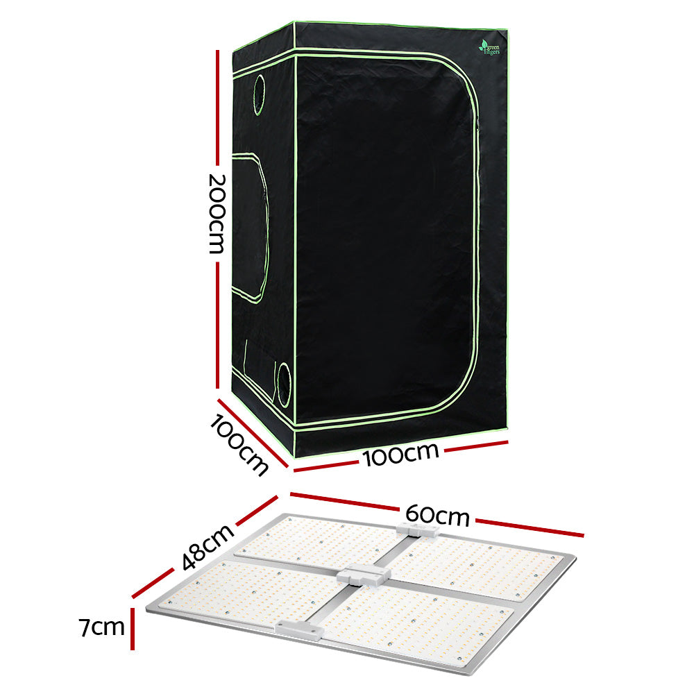 Greenhouses & Accessories: Green Fingers Grow Tent Light Kit 100x100x200CM 4500W LED Full Spectrum