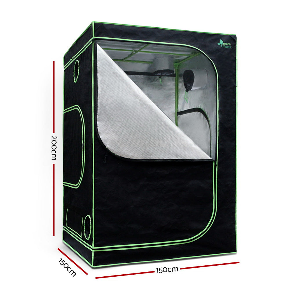 Greenhouses & Accessories: Green Fingers Grow Tent 150x150x200CM Hydroponics Kit Indoor Plant Room System