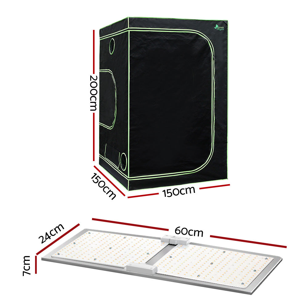 Greenhouses & Accessories: Greenfingers Grow Tent Light Kit 150x150x200CM 220W LED Full Spectrum