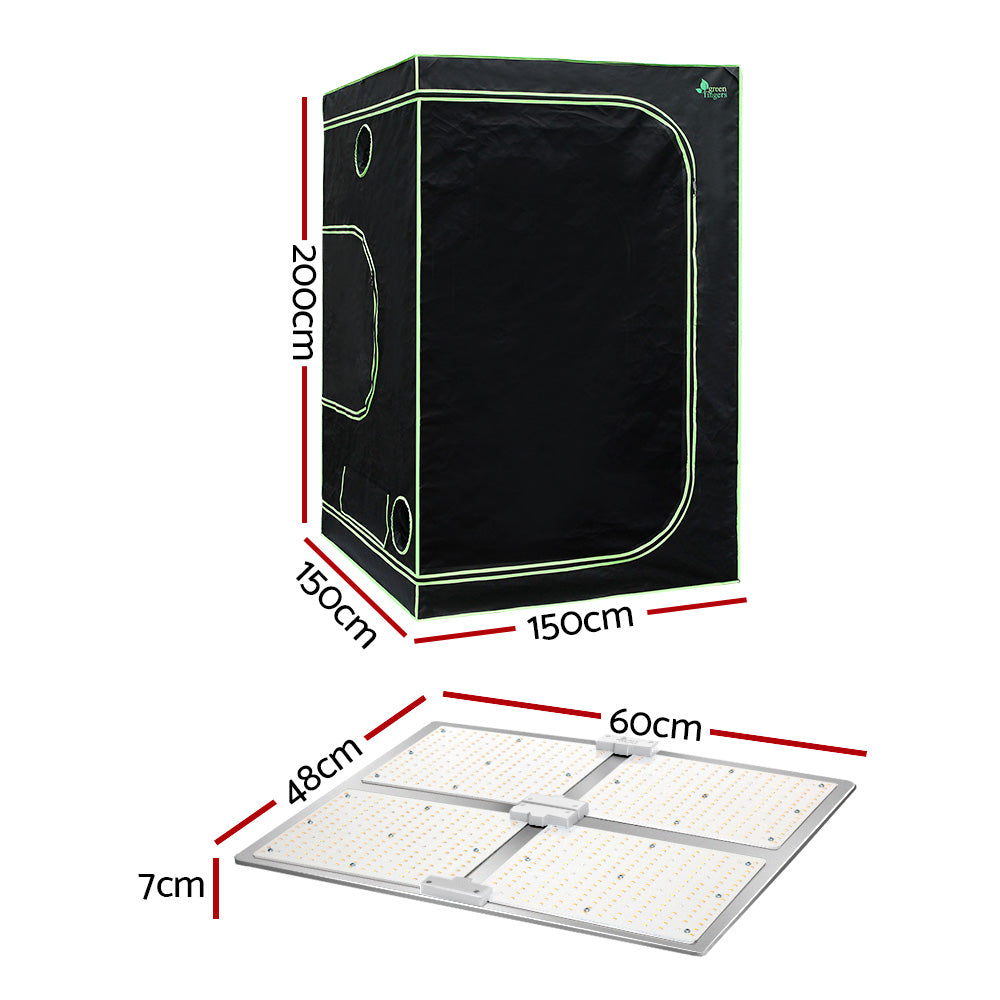 Greenhouses & Accessories: Green Fingers Grow Tent Light Kit 150x150x200CM 4500W LED Full Spectrum