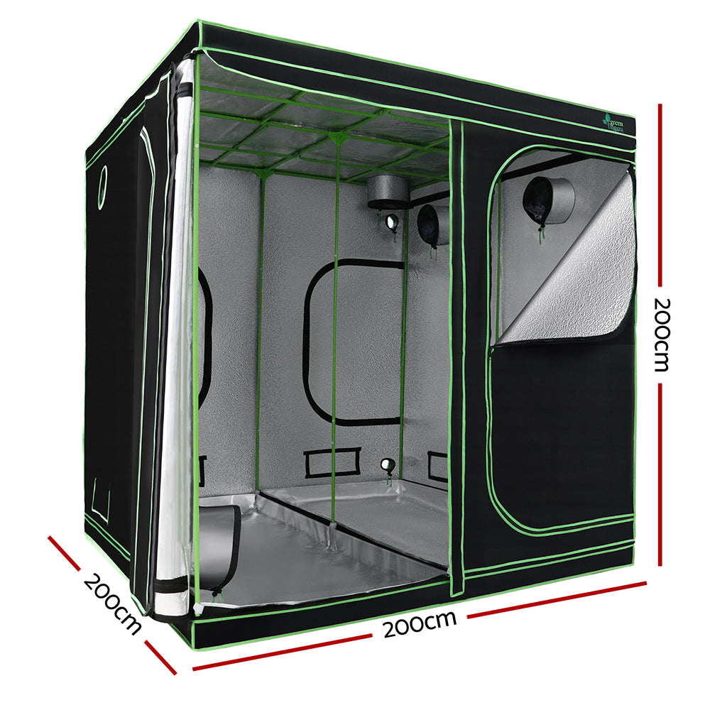 Greenhouses & Accessories: Green Fingers Grow Tent 200x200x200CM Hydroponics Kit Indoor Plant Room System