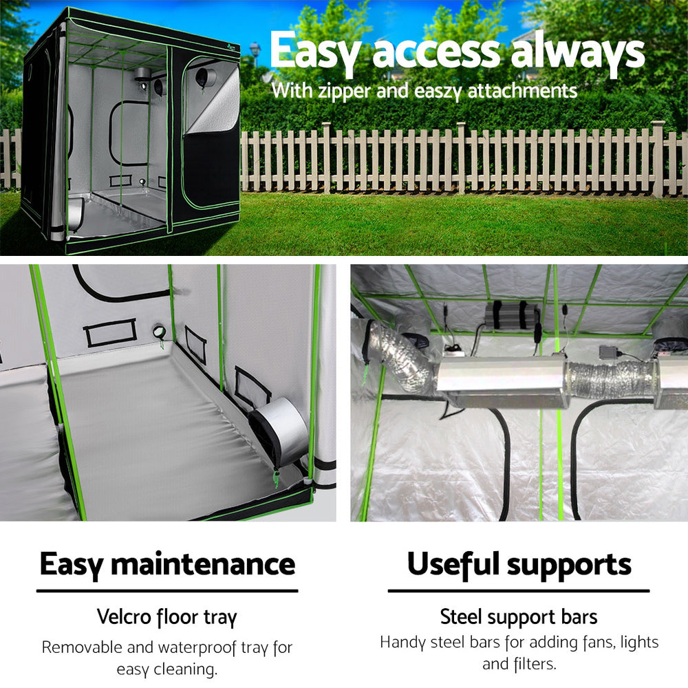 Greenhouses & Accessories: Green Fingers Grow Tent 200x200x200CM Hydroponics Kit Indoor Plant Room System