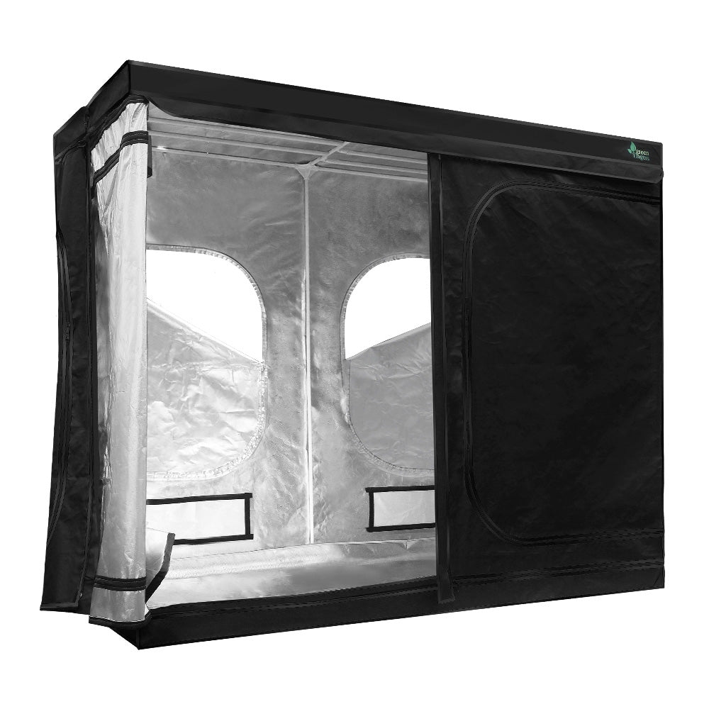 Greenhouses & Accessories: Green Fingers Grow Tent 240x120x200CM Hydroponics Kit Indoor Plant Room Black
