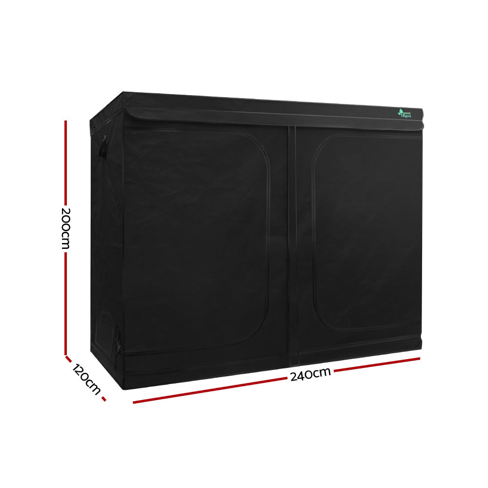 Greenhouses & Accessories: Green Fingers Grow Tent 240x120x200CM Hydroponics Kit Indoor Plant Room Black