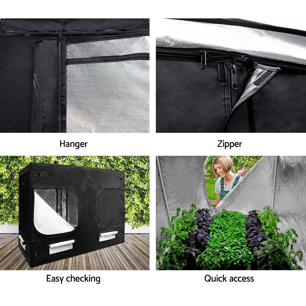 Greenhouses & Accessories: Green Fingers Grow Tent 240x120x200CM Hydroponics Kit Indoor Plant Room Black